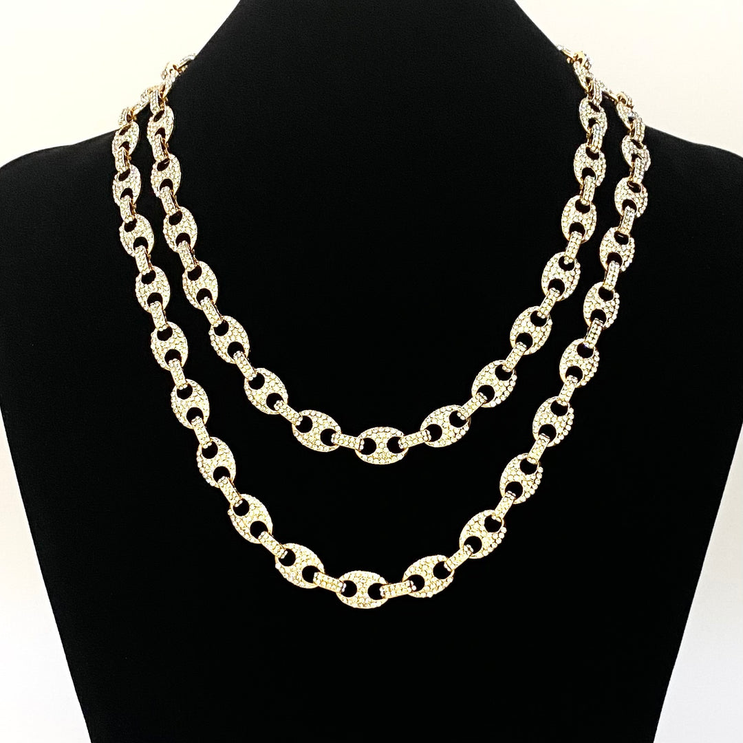 Necklace Rhinestone Link .4 Gold