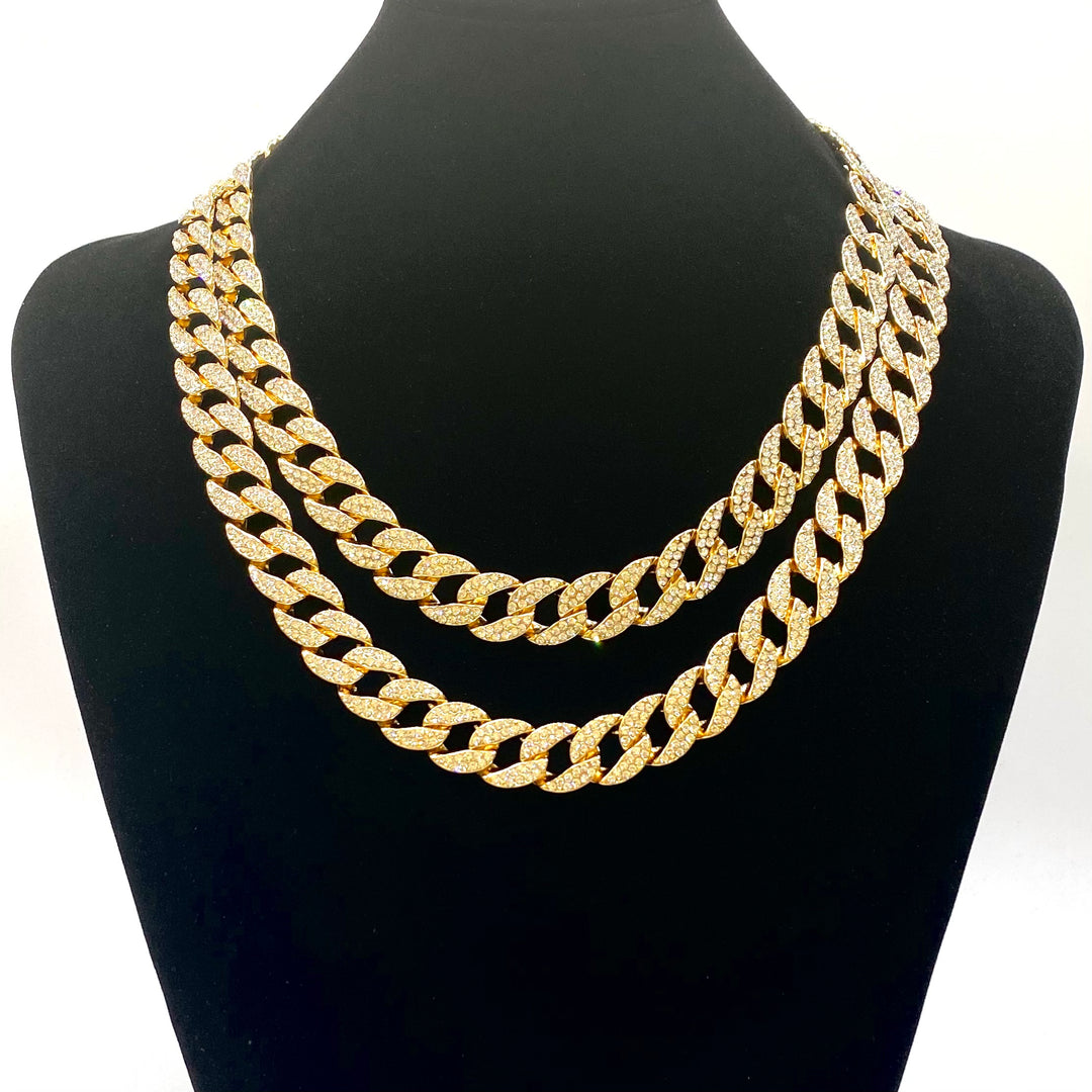 Necklace Rhinestone Link .6 inch Gold