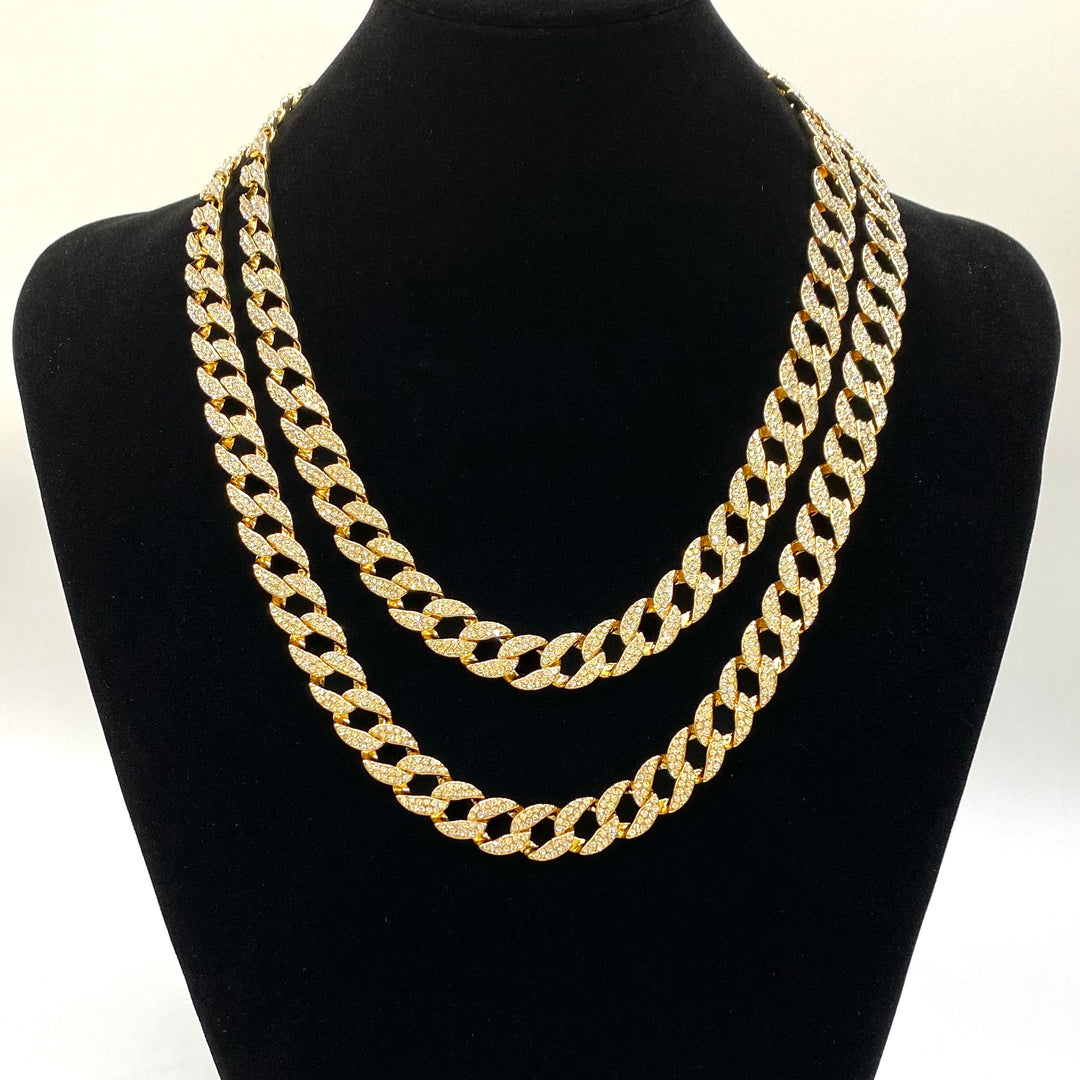 Necklace Rhinestone Link .5 inch Gold