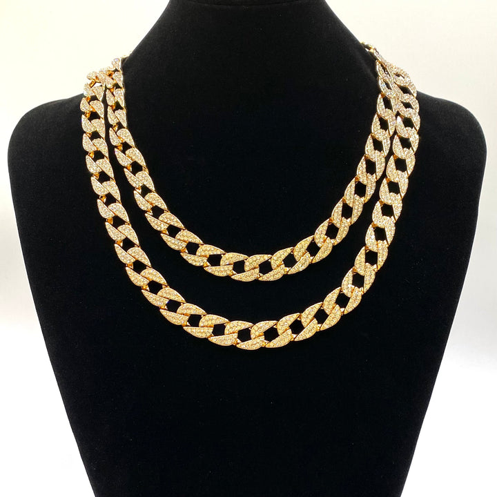 Necklace Rhinestone Link .5 inch Gold