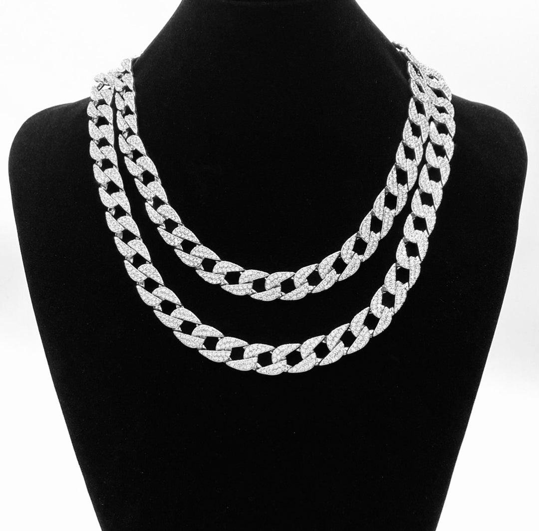 Necklace Rhinestone Link .5 inch Silver