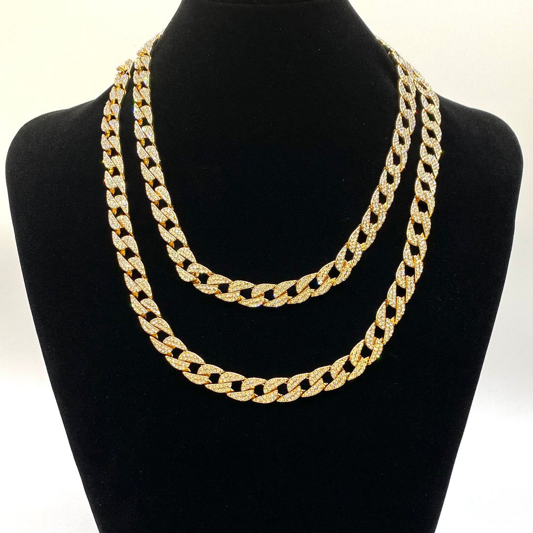 Necklace Rhinestone Link .4 inch Gold