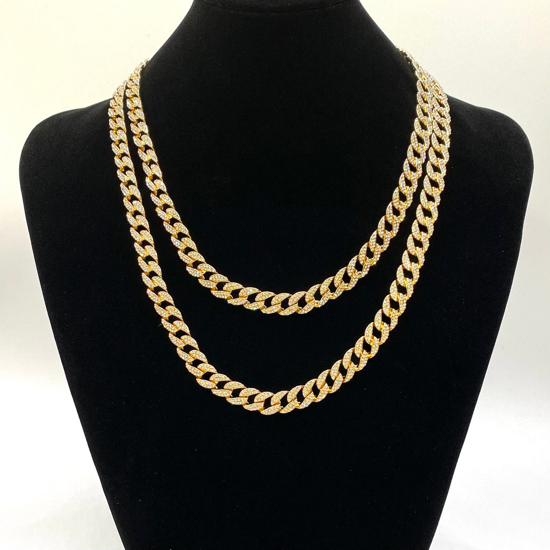 Necklace Rhinestone Link .3 inch Gold