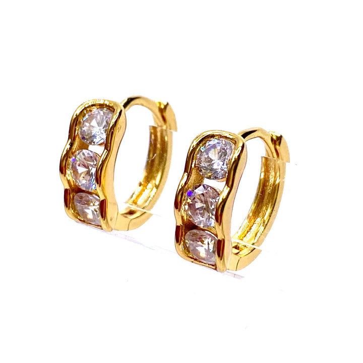 Earring Hoop Huggie Gold Cubic Zirconia