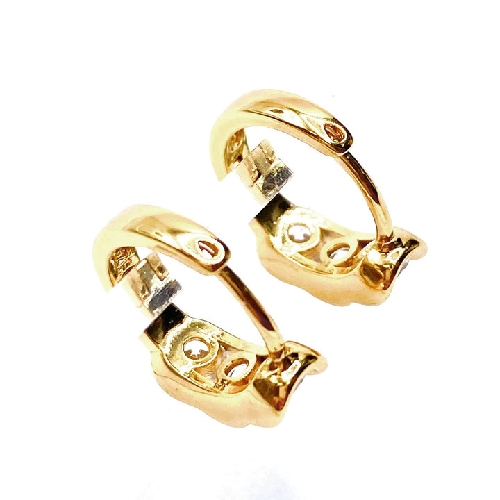 Earring Hoop Huggie Gold Cubic Zirconia