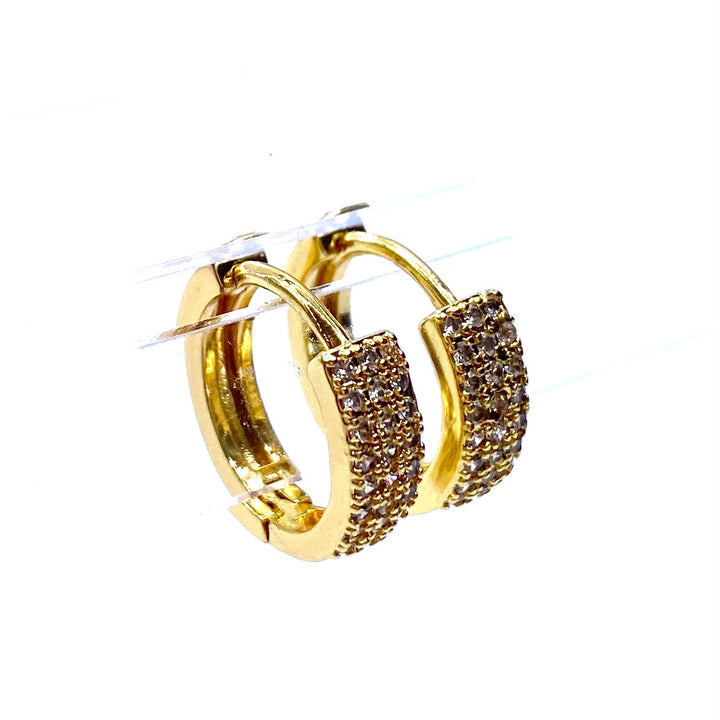 Earring Hoop Huggie Gold Cubic Zirconia