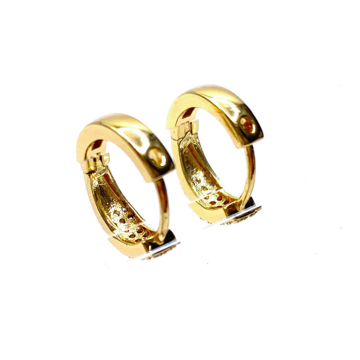 Earring Hoop Huggie Gold Cubic Zirconia