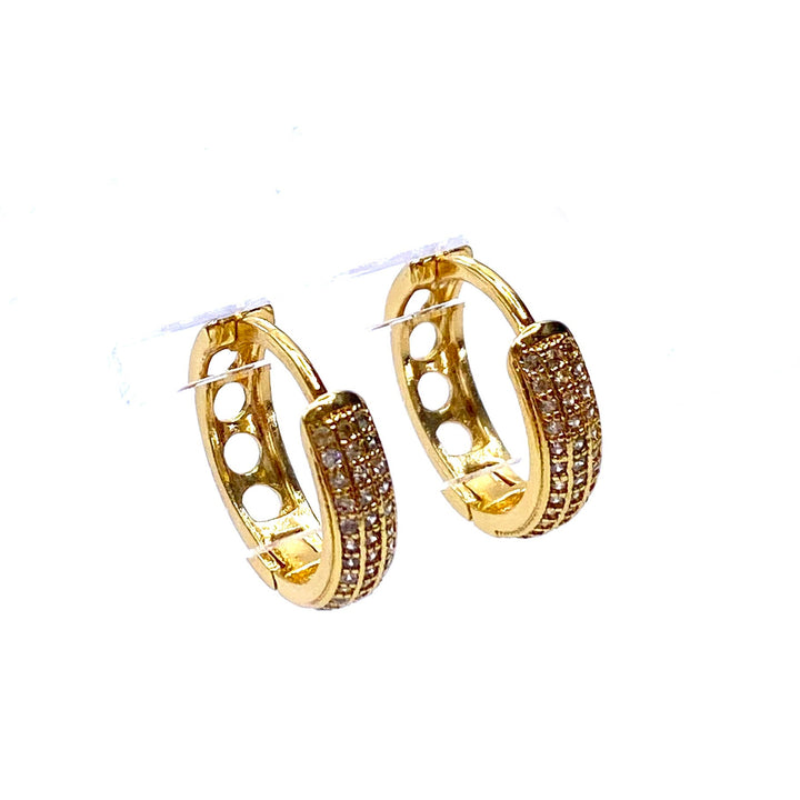 Earring Hoop Huggie Gold Cubic Zirconia