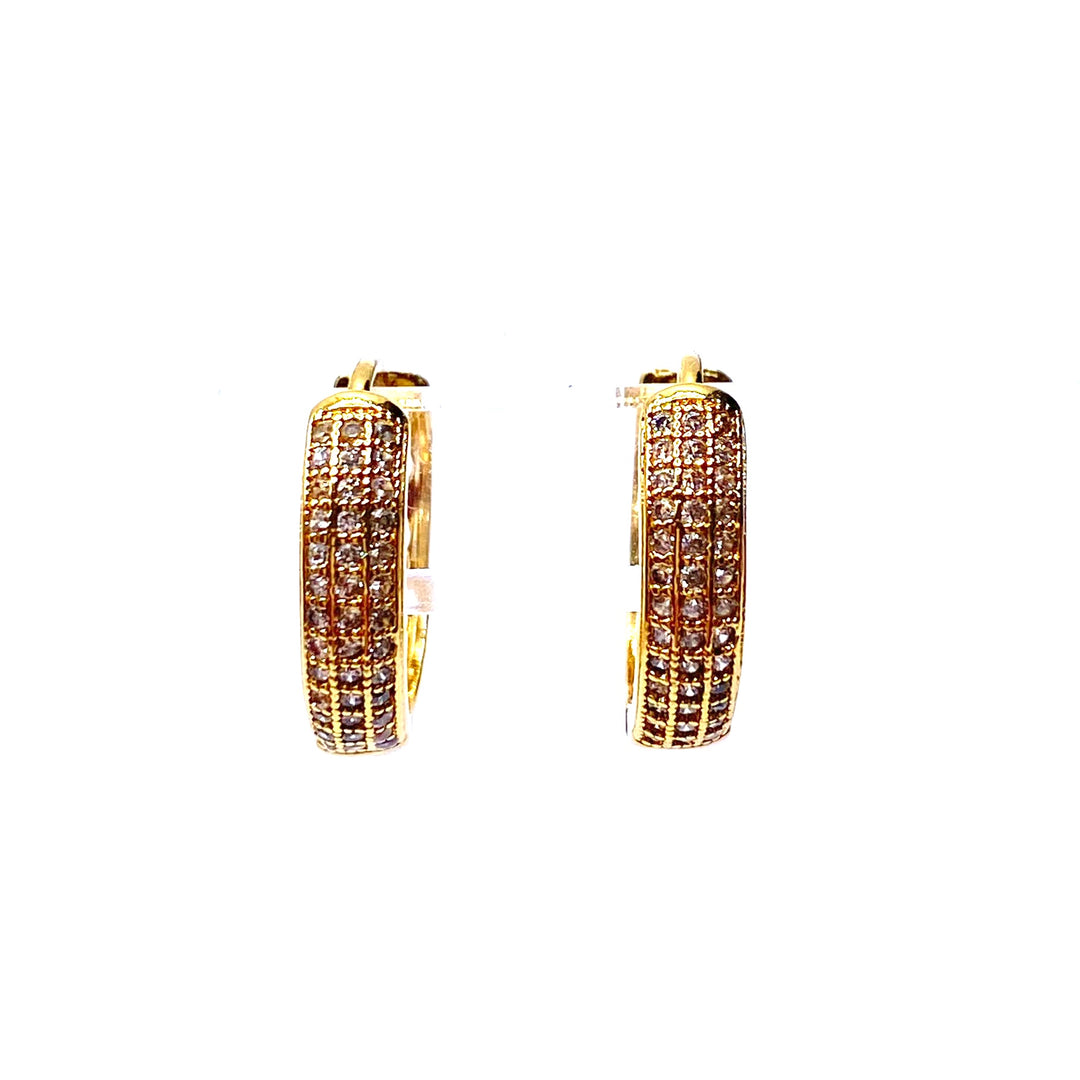 Earring Hoop Huggie Gold Cubic Zirconia