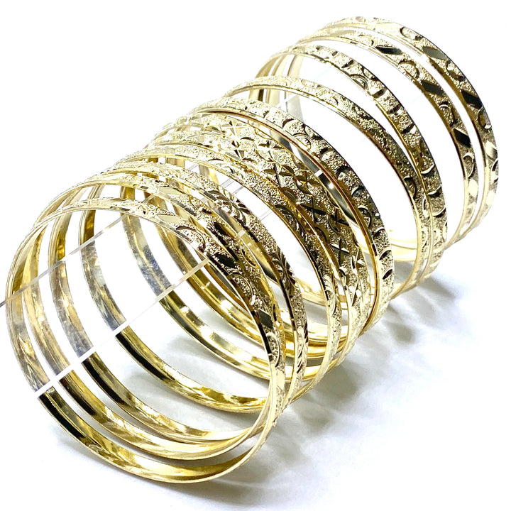 Stunning 14 KT Gold plated 12 piece bangles side view