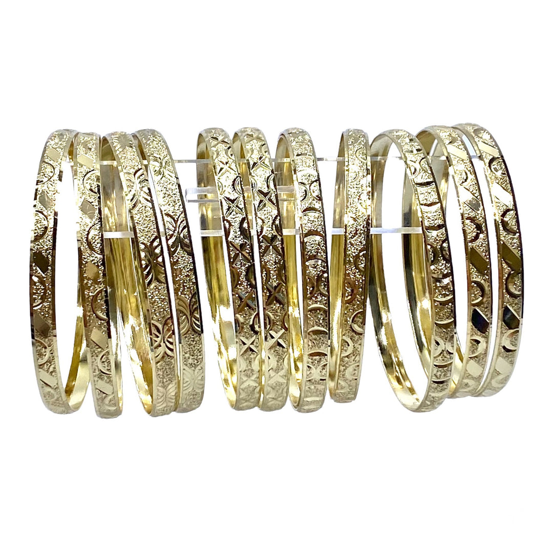 Stunning 14 KT Gold plated 12 piece bangles