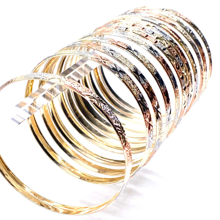 Dozen Metal Bracelet Bangle 14 KT Tri Color