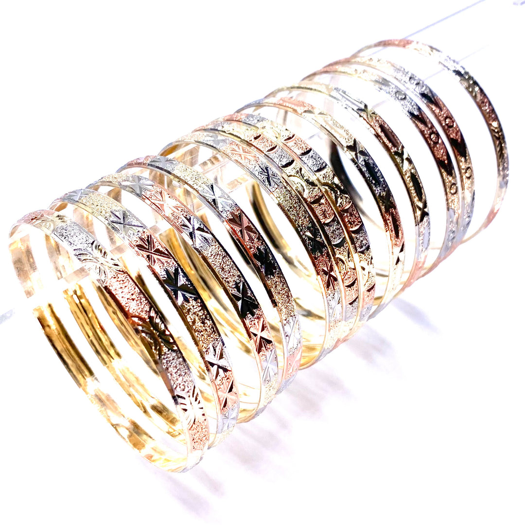 Dozen Metal Bracelet Bangle 14 KT Tri Color