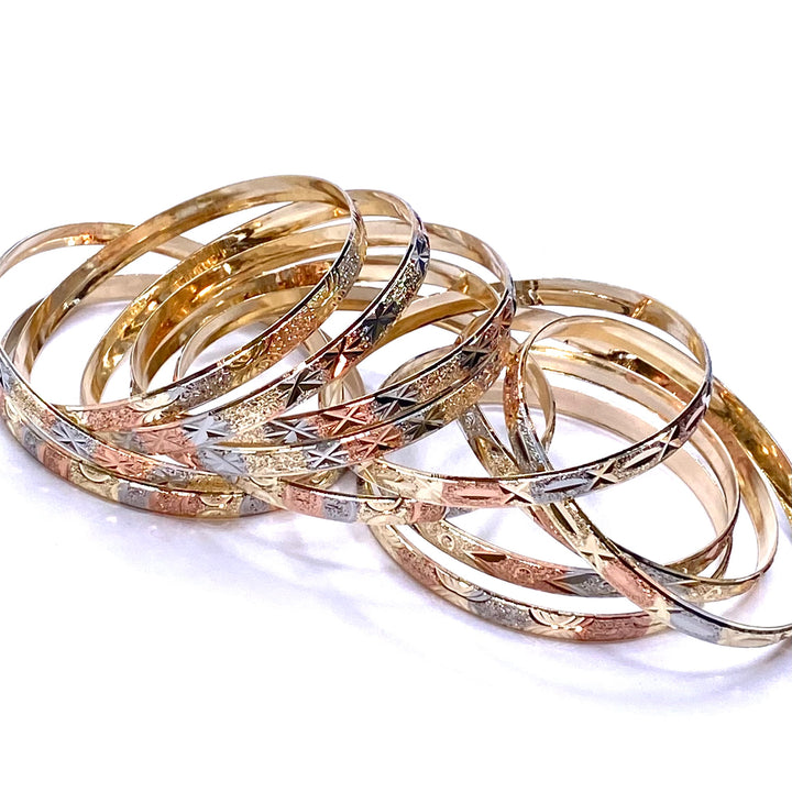 Dozen Metal Bracelet Bangle 14 KT Tri Color