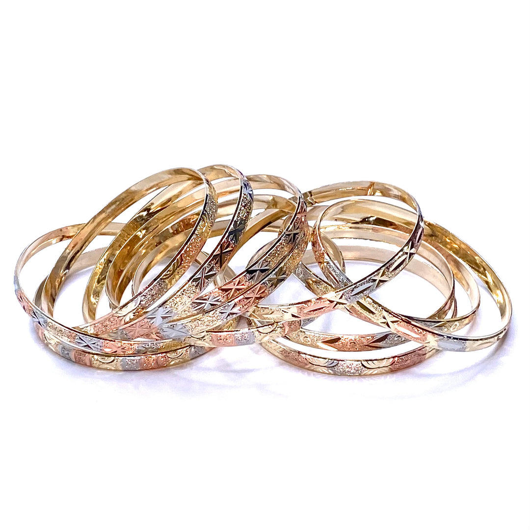 Dozen Metal Bracelet Bangle 14 KT Tri Color