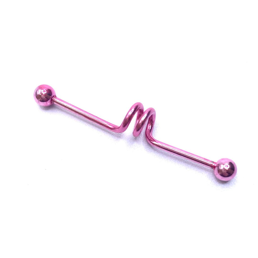 Industrial Barbell Earring Cartilage Twist Pink