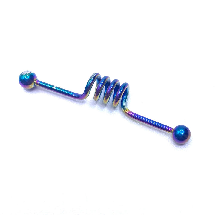 Industrial Barbell Earring Cartilage Blue Oil