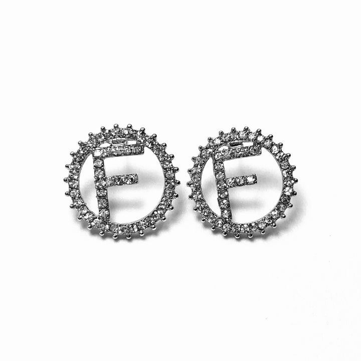 Earring Rhinestone Initial Silver Clear