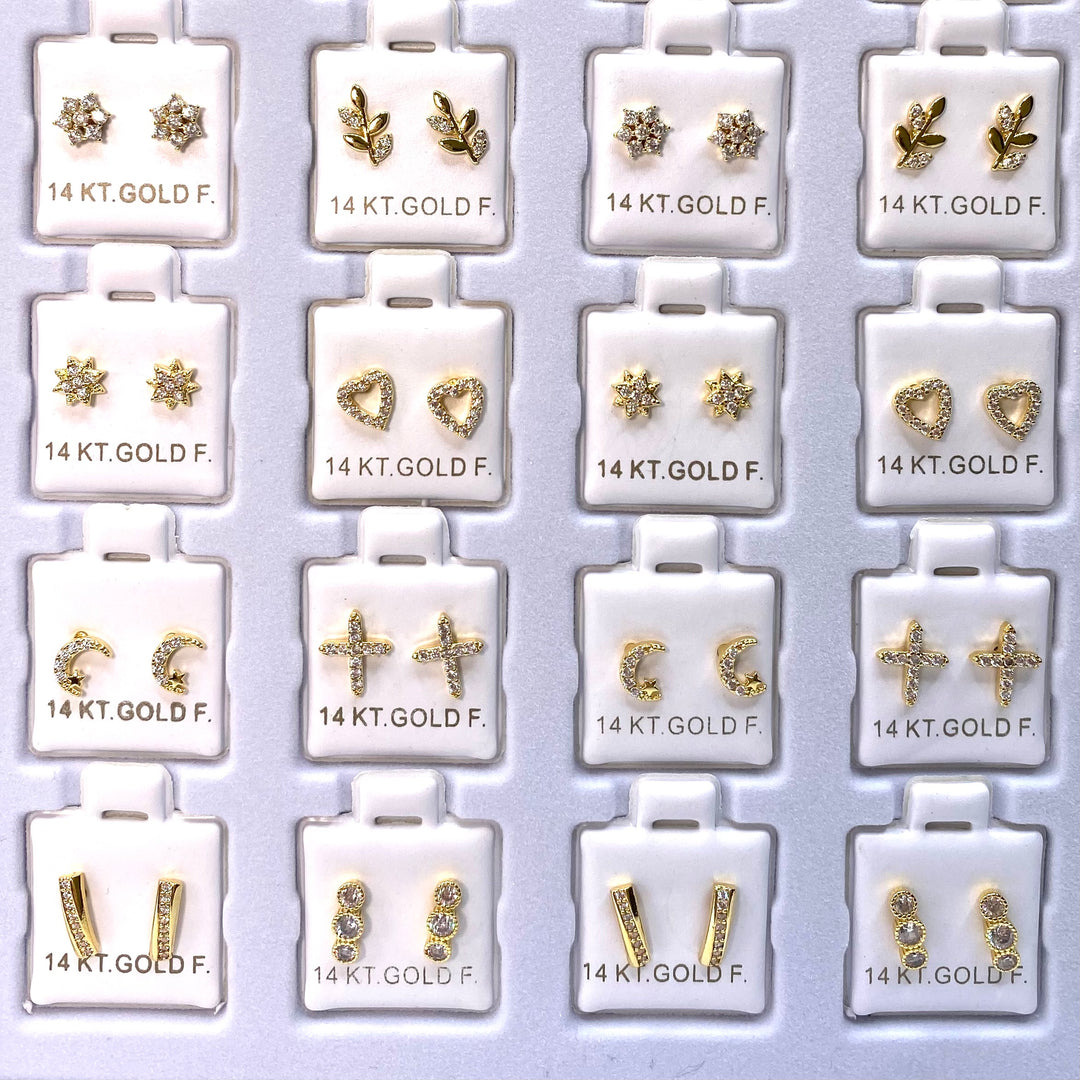 Earring Stud Mix 36 pair Gold DISPLAY