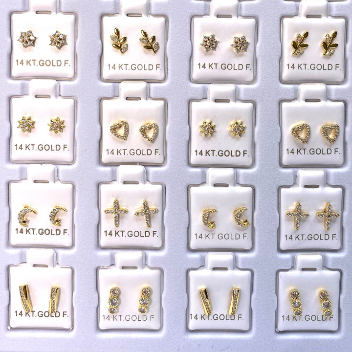 Earring Stud Mix 36 pair Gold DISPLAY