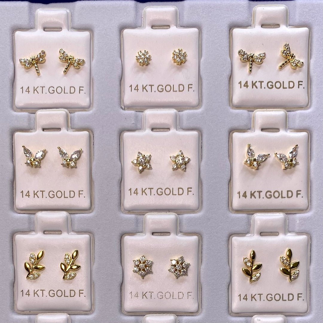 Earring Stud Mix 36 pair Gold DISPLAY