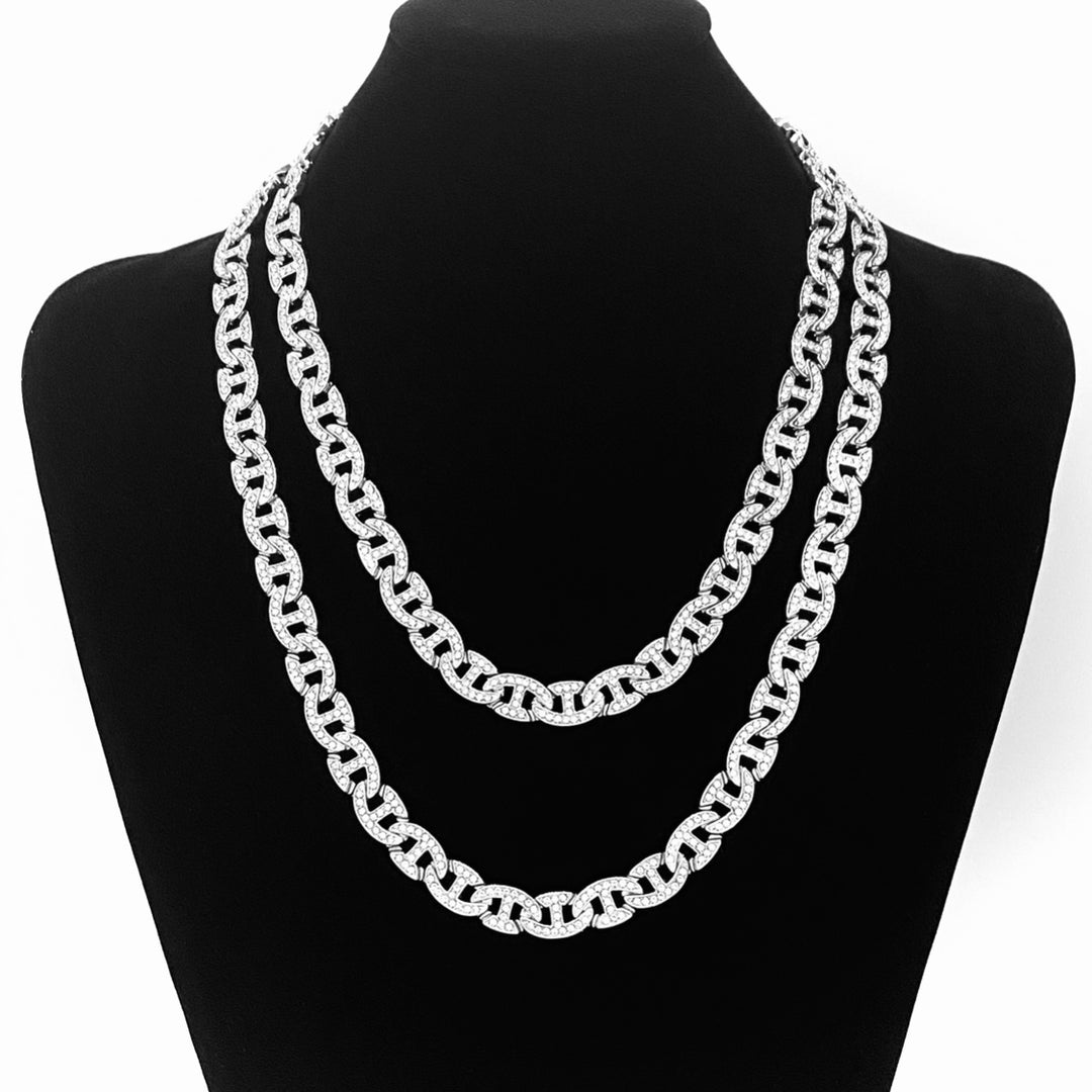 Necklace Rhinestone Link .45 Silver