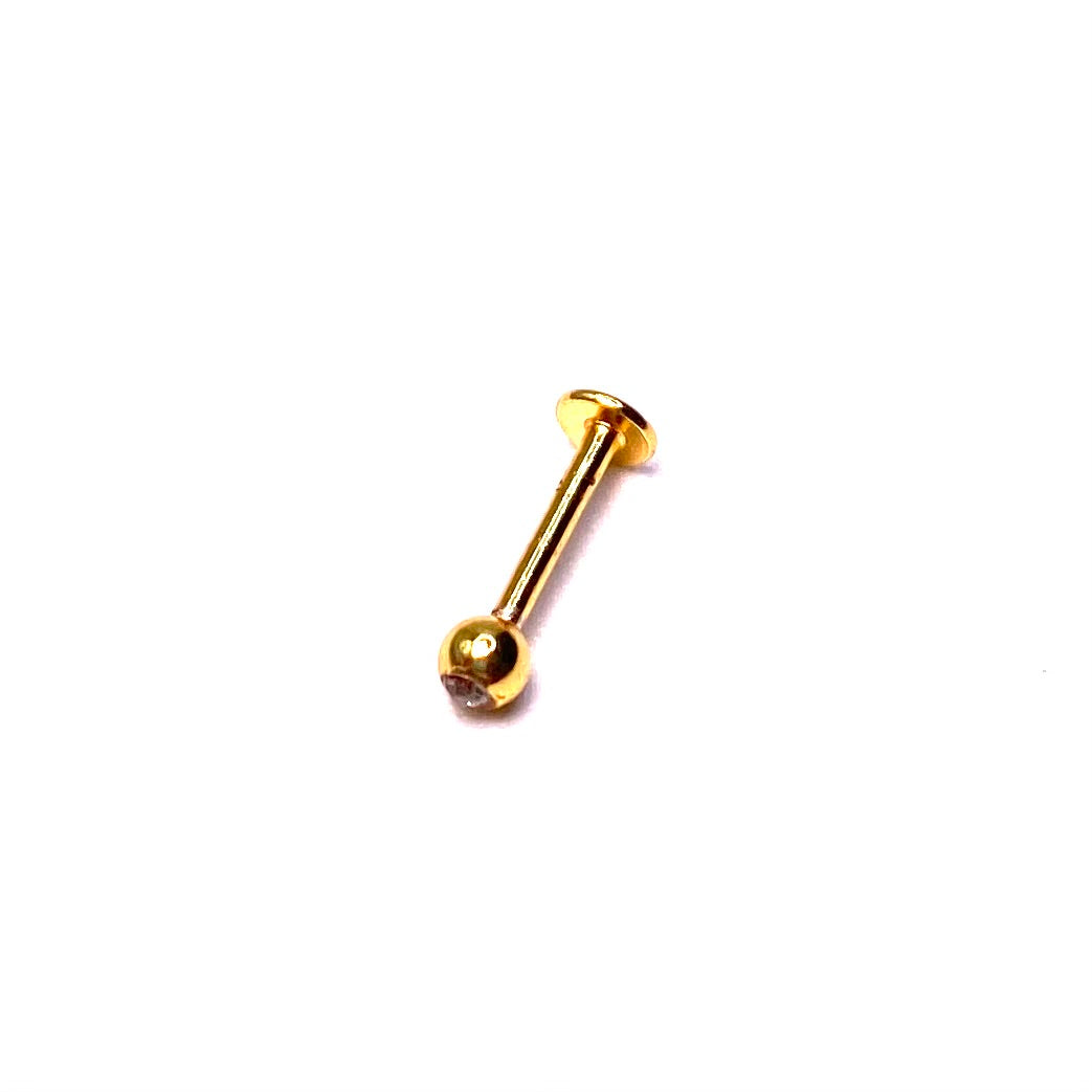 Internally Threaded Labret Crystal Gold