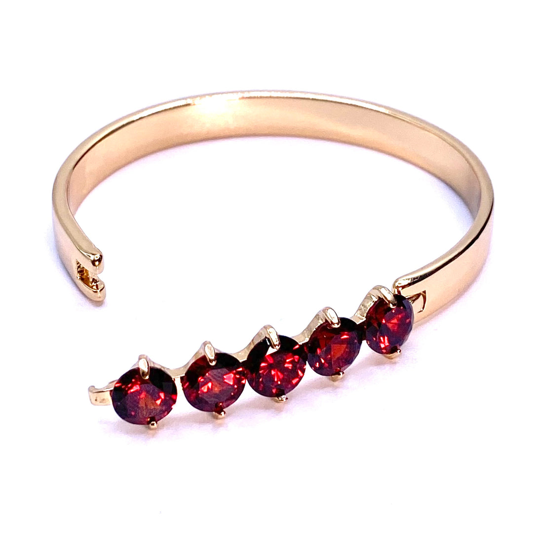 Bracelet Metal Bangle Rhinestone Gold Siam Red