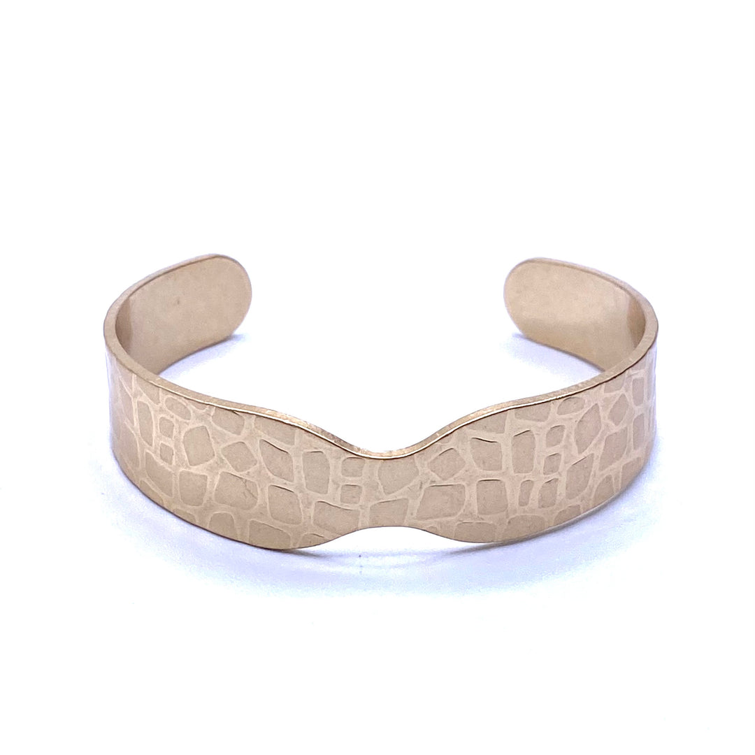 Bracelet Metal Cuff Destressed Gold