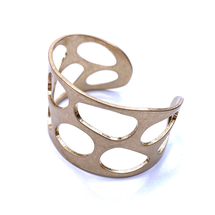 Bracelet Metal Cuff Destressed Gold Cut Out