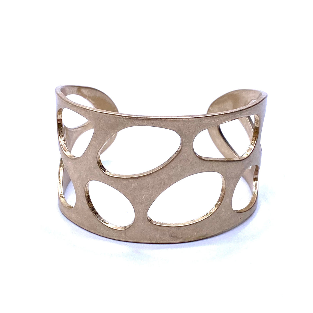 Bracelet Metal Cuff Destressed Gold Cut Out