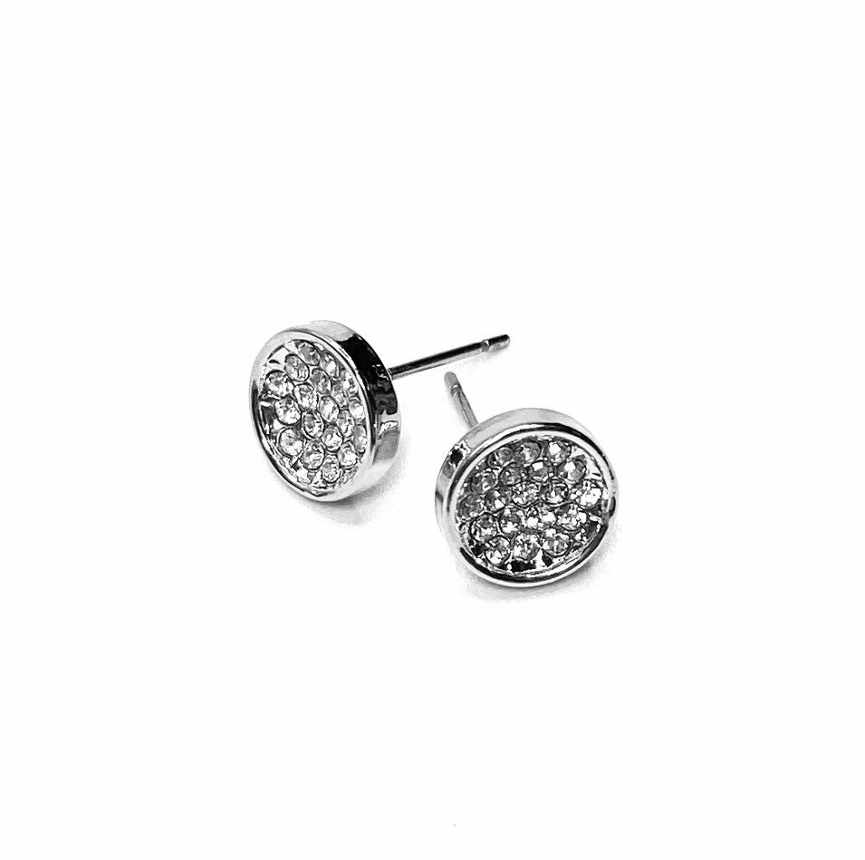 Earring Stud Metal Rhinestone Circle