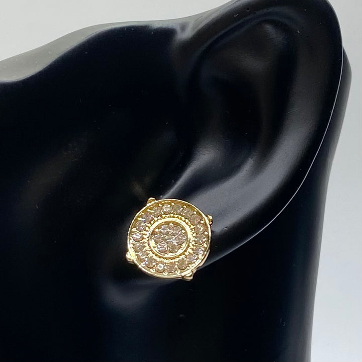 Earring Stud Metal Rhinestone Design Circle