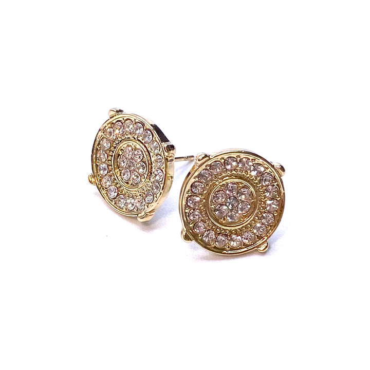 Earring Stud Metal Rhinestone Design Circle