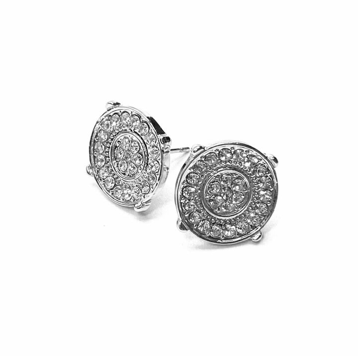 Earring Stud Metal Rhinestone Design Circle