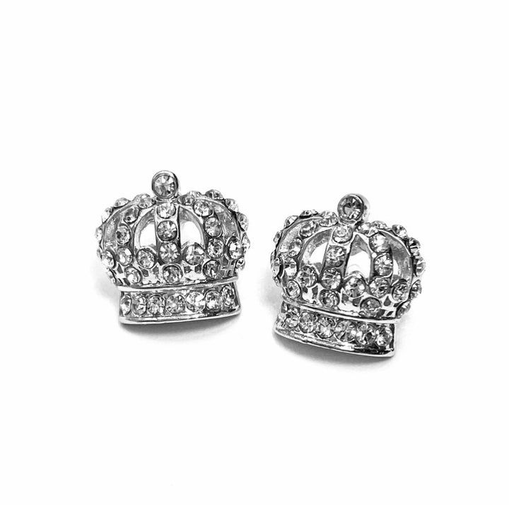 Earring Stud Metal Rhinestone Large Crown
