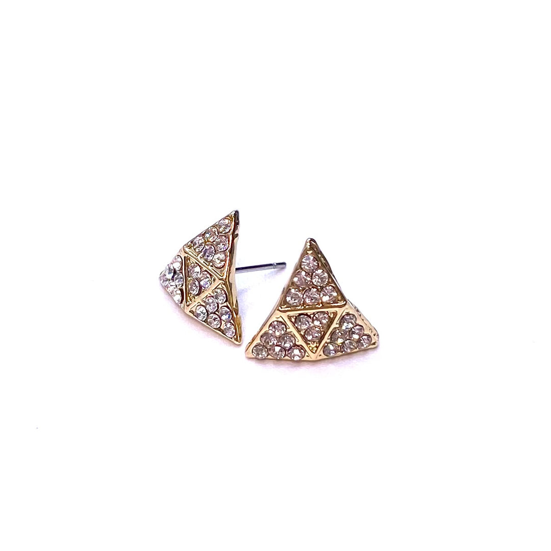 Earring Stud Metal Rhinestone Triangle