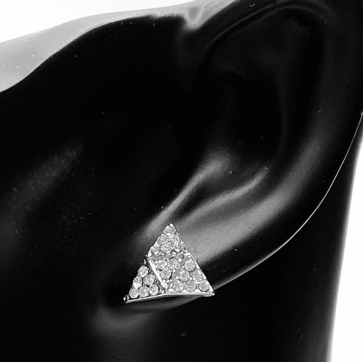 Earring Stud Metal Rhinestone Triangle