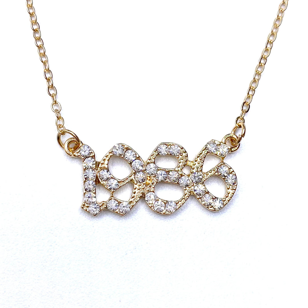 Necklace Metal Year Rhinestone Gold