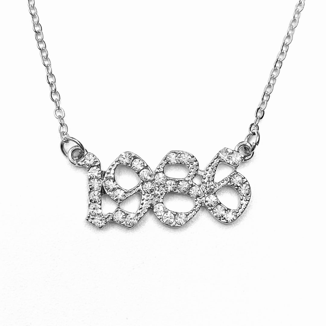 Necklace Metal Year Rhinestone Silver