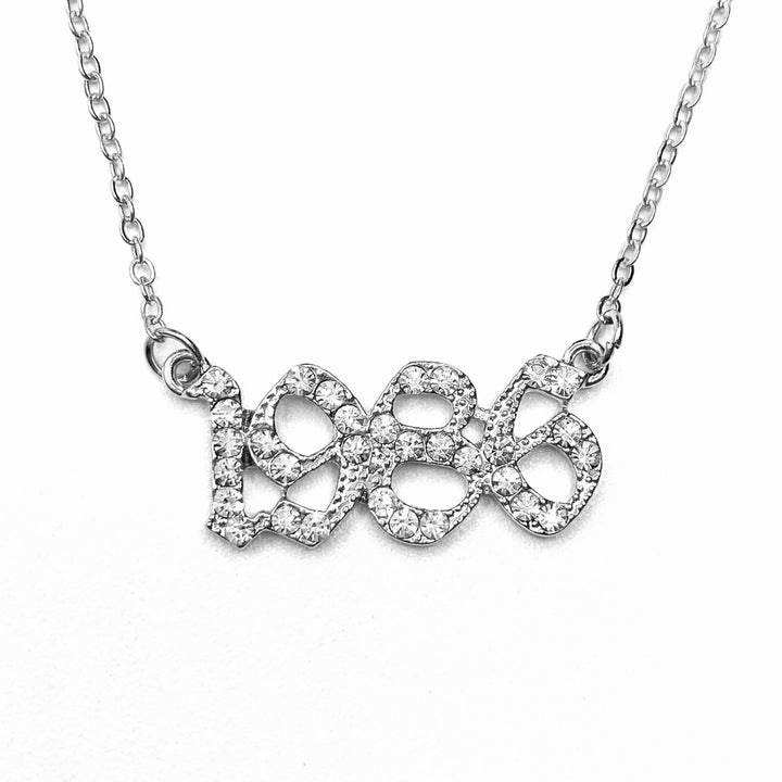 Necklace Metal Year Rhinestone Silver