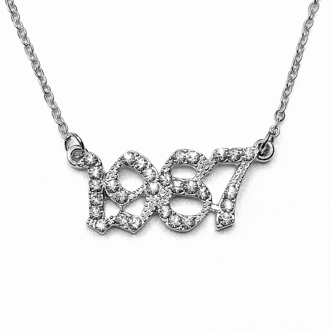 Necklace Metal Year Rhinestone Silver