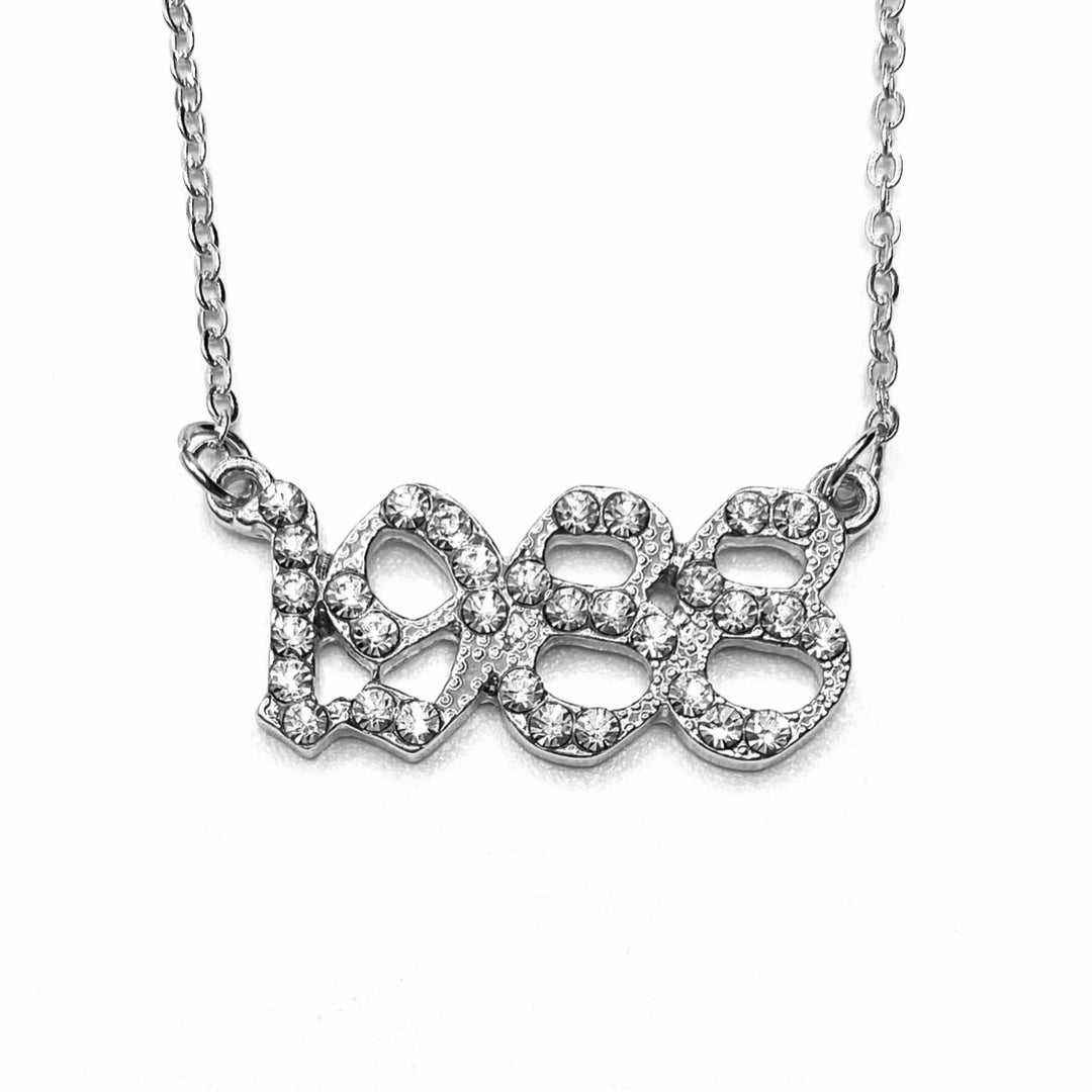 Necklace Metal Year Rhinestone Silver