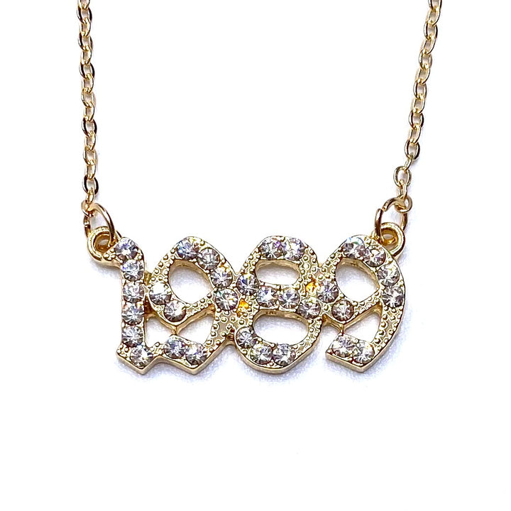 Necklace Metal Year Rhinestone Gold