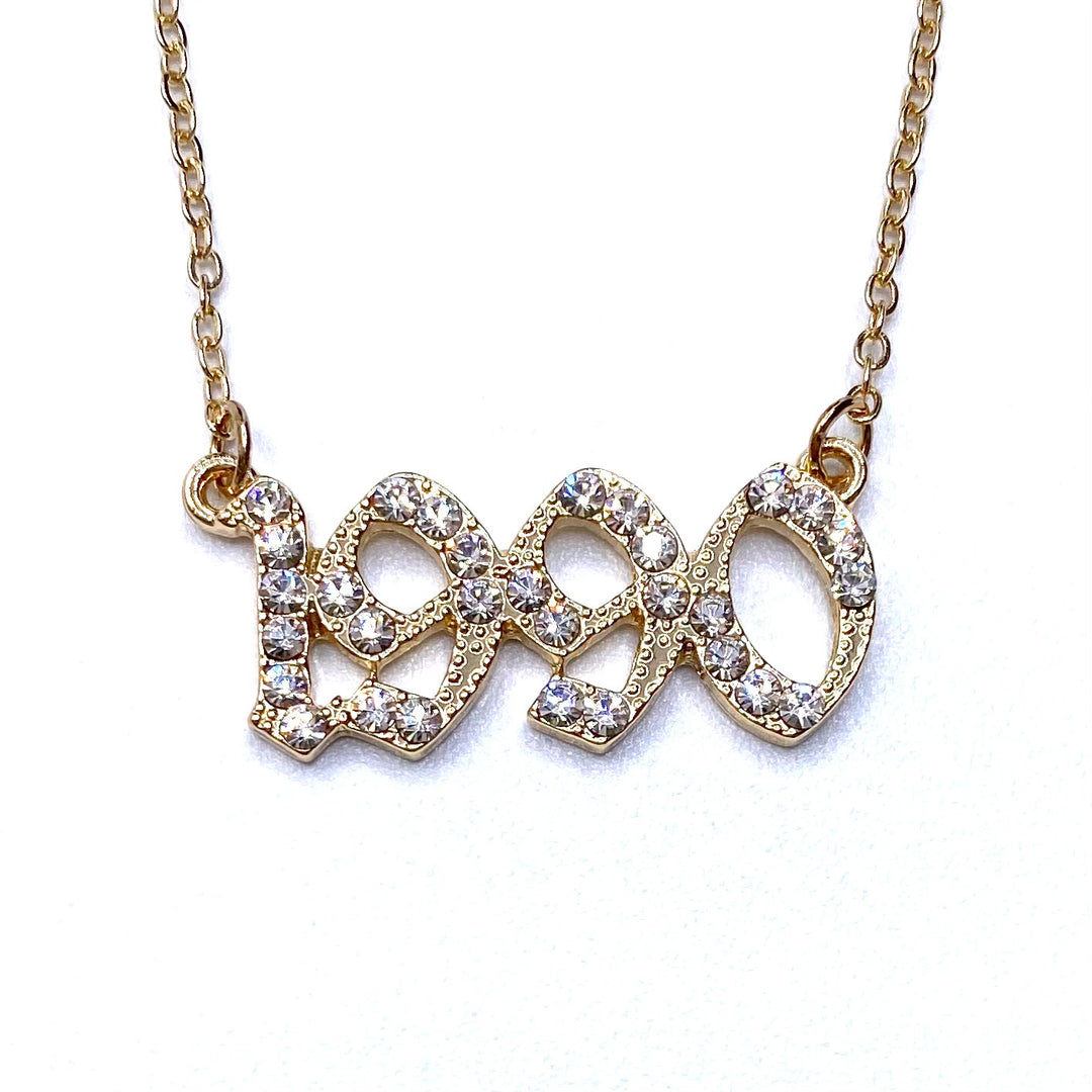 Necklace Metal Year Rhinestone Gold