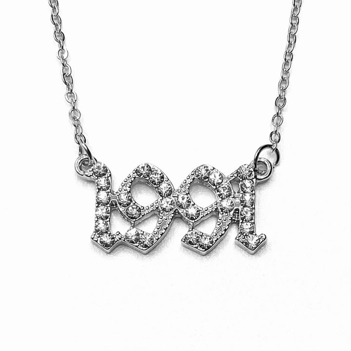 Necklace Metal Year Rhinestone Silver