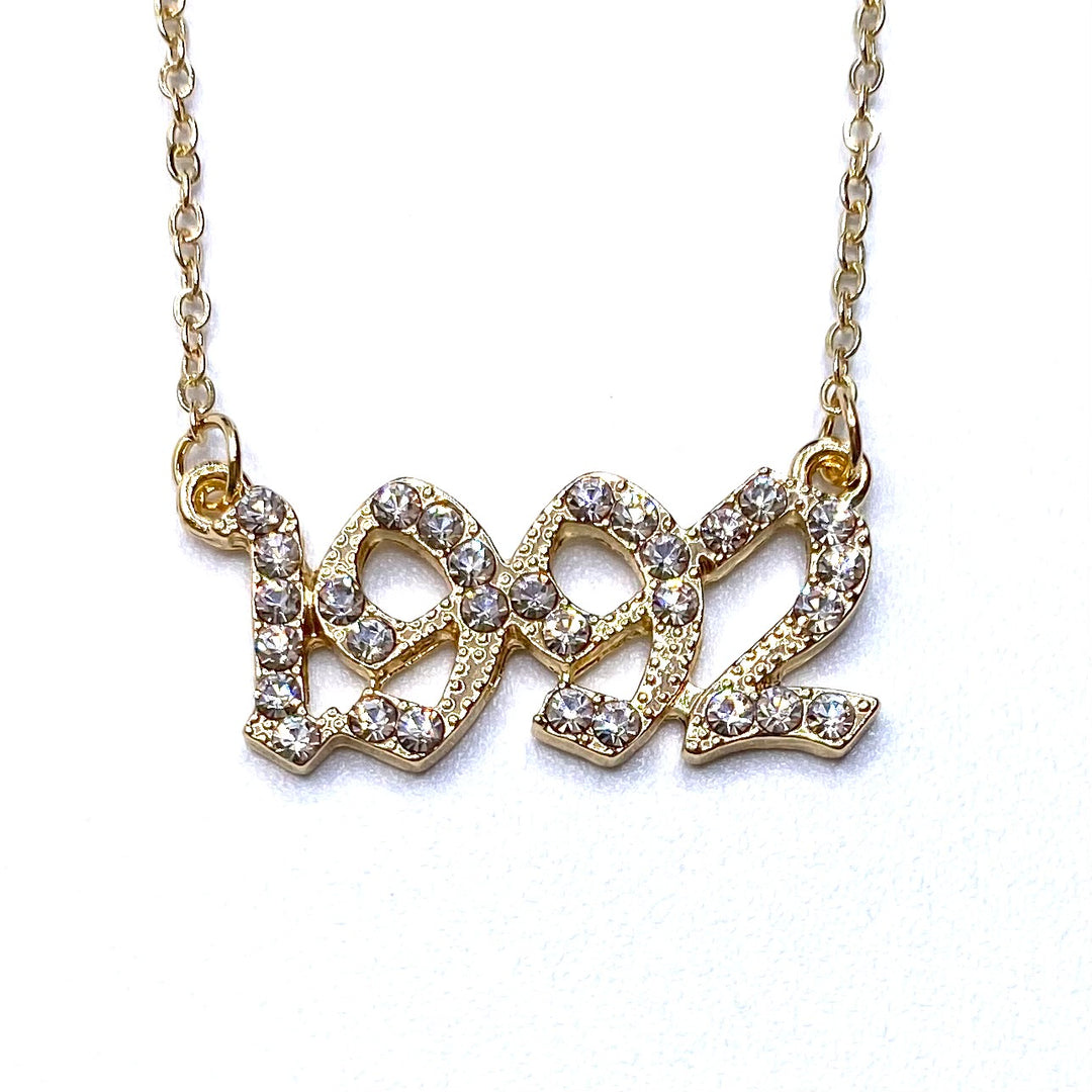 Necklace Metal Year Rhinestone Gold