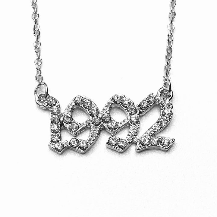 Necklace Metal Year Rhinestone Silver