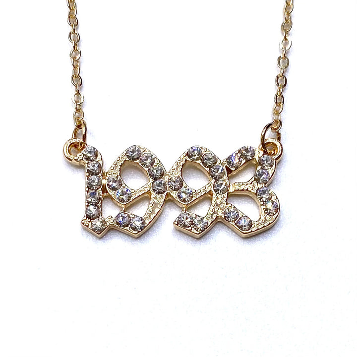 Necklace Metal Year Rhinestone Gold