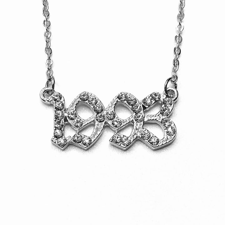 Necklace Metal Year Rhinestone Silver